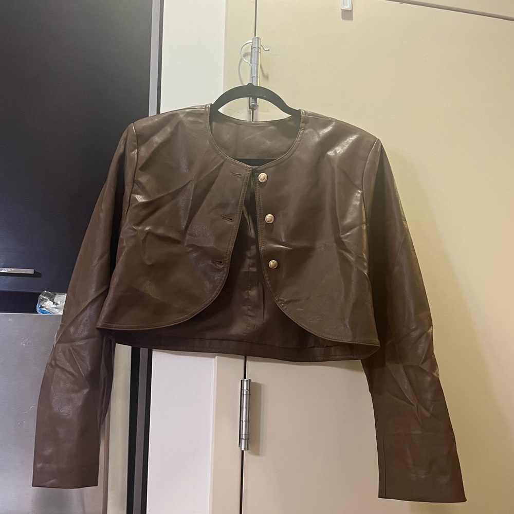 Brown leather jacket